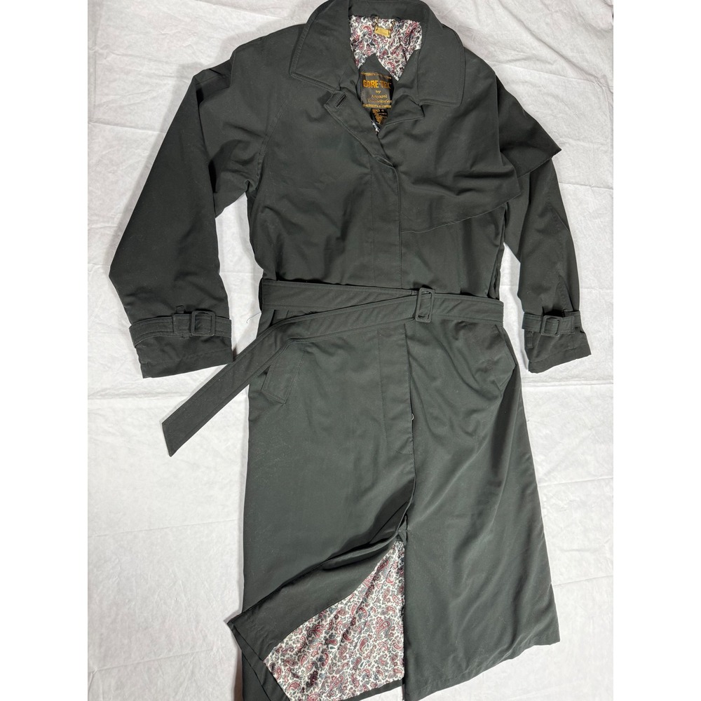 Vintage Gore-Tex Trench Coat Womens 10 Black Good Asymmetric Cape Paisley Lining